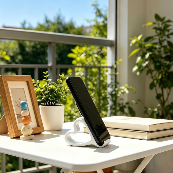 Heart-Shaped Phone Stand, 3D Printed Universal Mobile Holder, Desktop Organizer for Home, Office Decor, Valentine's Gift for Lovers
