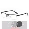 Semi-Rimless Anti Blue Rays Square Myopia Glasses Finished Women Men Metal Student Prescription Eyeglasses 0 -0.5 -0.75 To -6.0