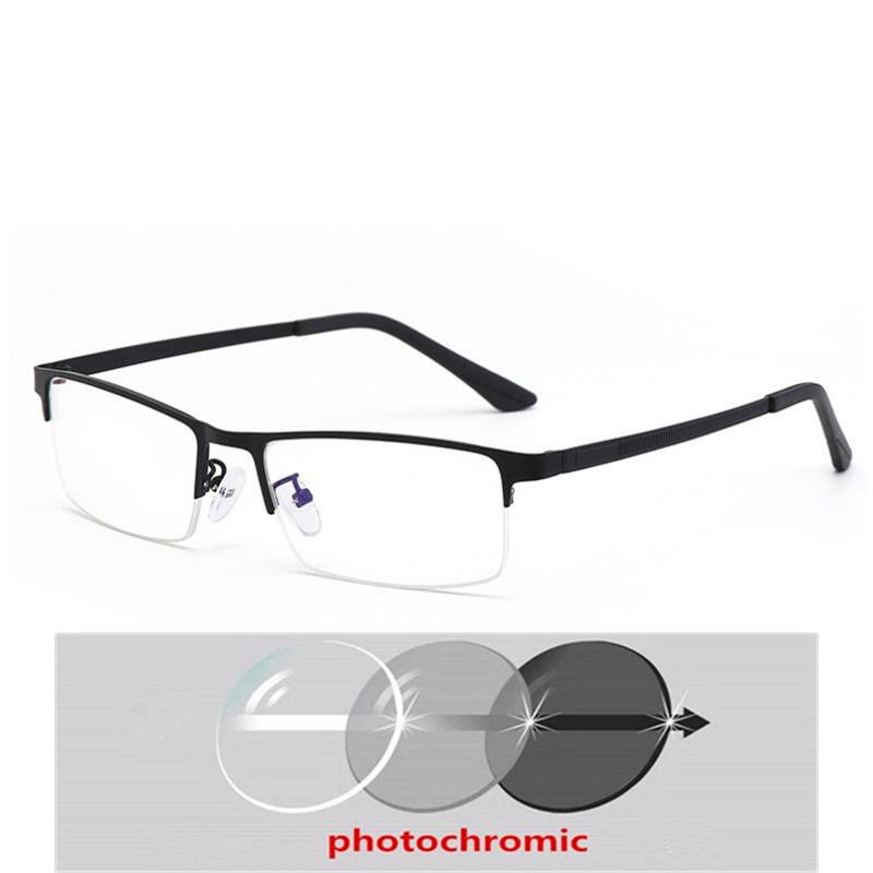 Semi-Rimless Anti Blue Rays Square Myopia Glasses Finished Women Men Metal Student Prescription Eyeglasses 0 -0.5 -0.75 To -6.0