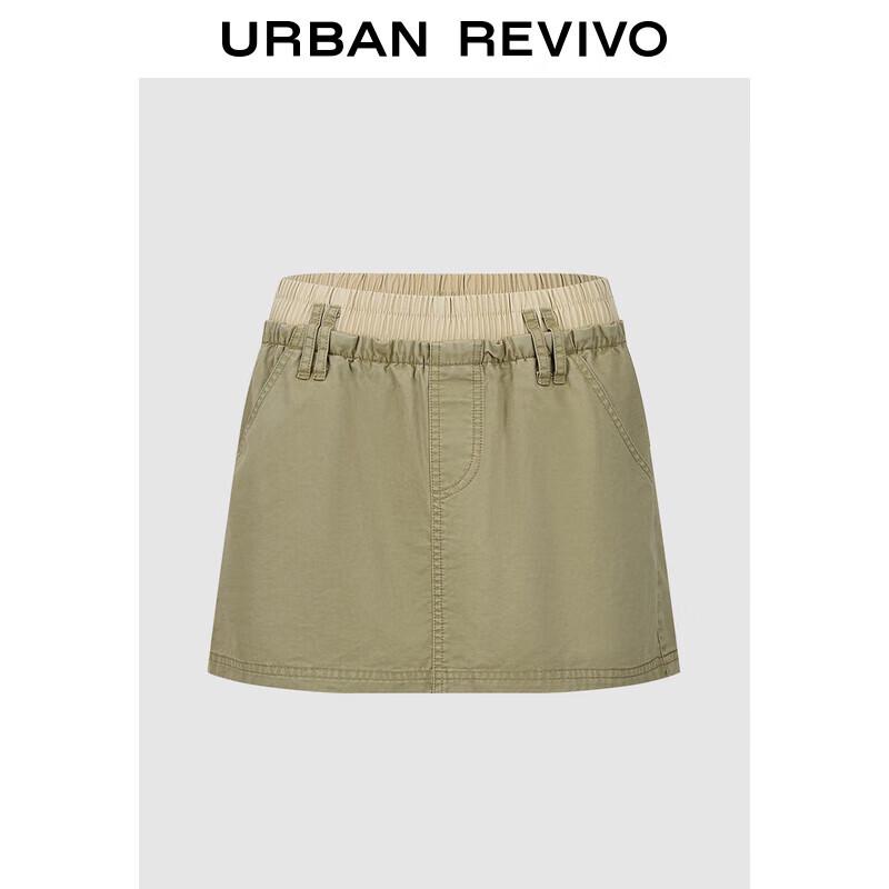 UR Women s Color Block Elastic Waist Denim Mini Skirt XS