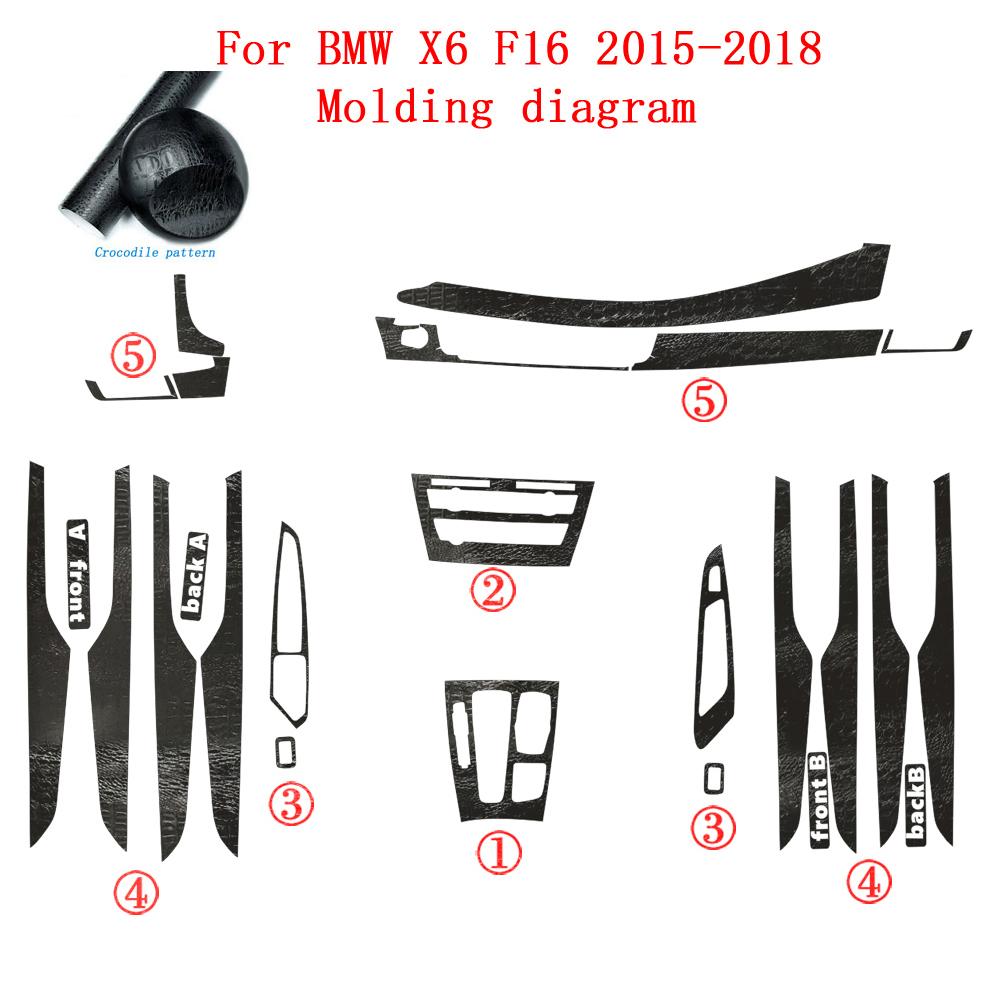 Car-Styling Carbon Fiber Car Interior Center Console Color Change Molding Sticker Decals For BMW X6 F16 2015-2018