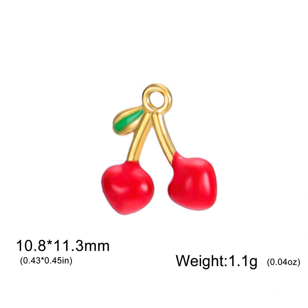 5pcs Red Enamel Cherry Charms Stainless Steel Fruit Pendants for DIY Bracelets Necklaces Jewelry Making Accessories Handmade DIY