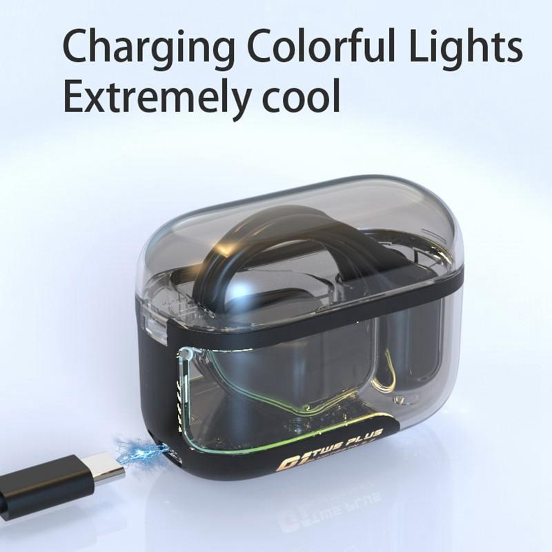 Bluetooth 5.3 TWS Headset With Colorful LED Light Supra-Aural Ear Hanging Earphone Wireless Sport Gaming Headphones