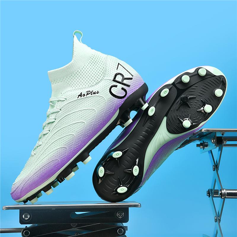 

Men s Soccer Shoes Breathable Outdoor Grass Soccer Boots Anti-slip TF/FG Football Boots Low-Top Non-Slip Sports Soccer Sneakers 35 небо синє кольору