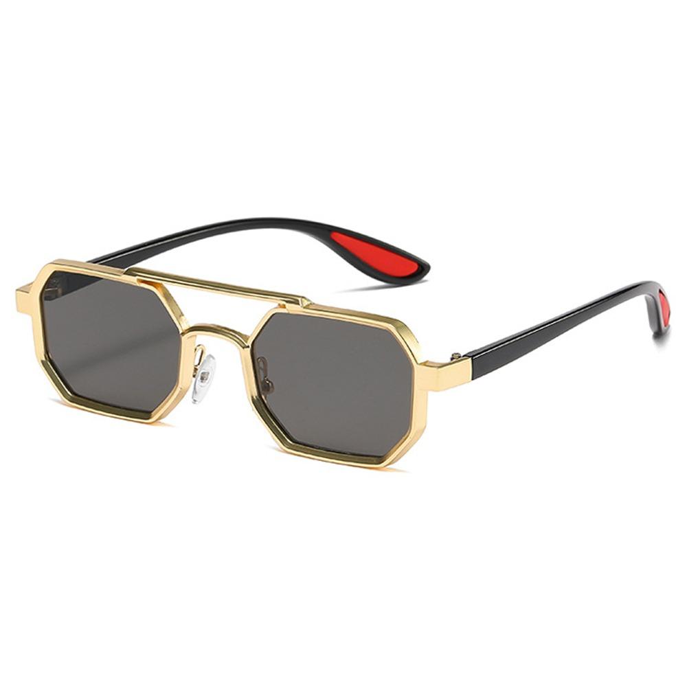 Retro Metal Polygon Sunglasses Punk UV400 Double Bridge Sun Glasses Street Wear Eyewear
