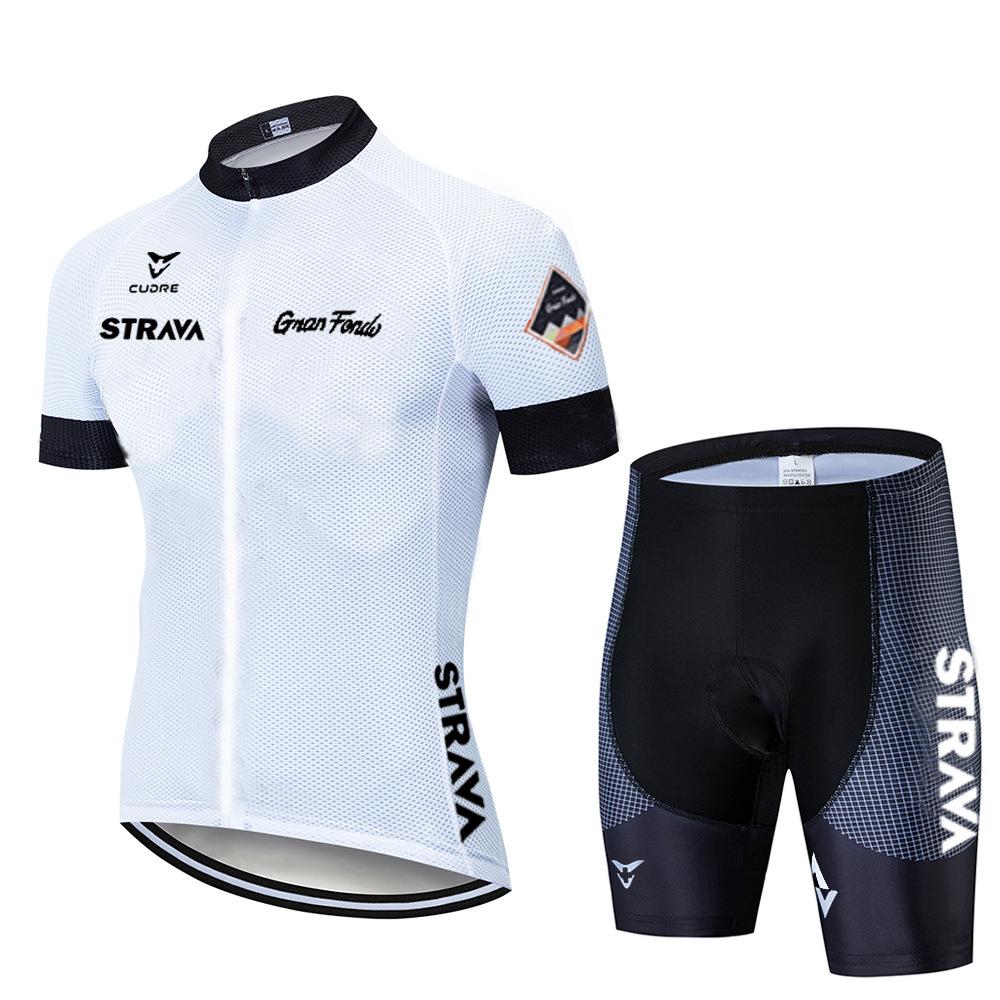 Summer STRAVA Cycling Suit Set for Men Breathable Sweat-wicking Cycling Suit Road Bike Sportswear