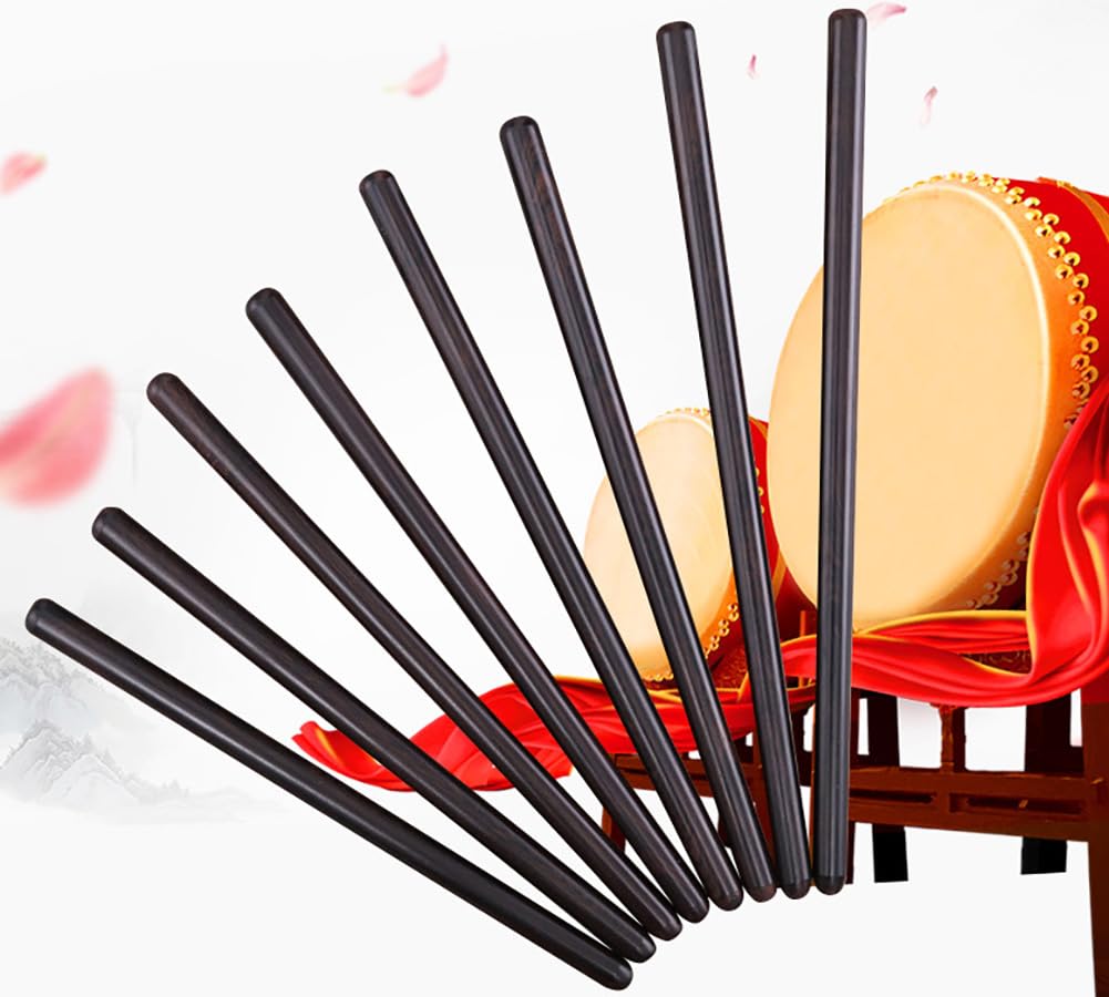 R-STYLE Authentic Taiko Drum Set with Natural Ebony and Purple Sandalwood, Black Grain, Premium Japanese Taiko Drum Sticks (26cm)