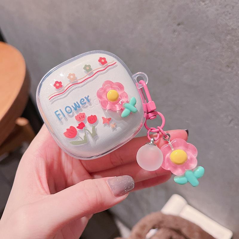 For Redmi Buds 6 Play Case 3D Cherry Butterfly Earphone Soft Cover Redmi Buds 6play Headphones Box Fundas With Keychain