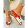 Color-Blocked Wedge Sandals for Women - Plus Size 2025 Summer New Arrival Thick-Soled Cross-Strap Beach Sandals