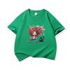 Kids Cotton T Shirt Colorful Hair Girl Running With Black Puppy Print Crew Neck Short Sleeve Tee Casual Boys Girls Summer Tops