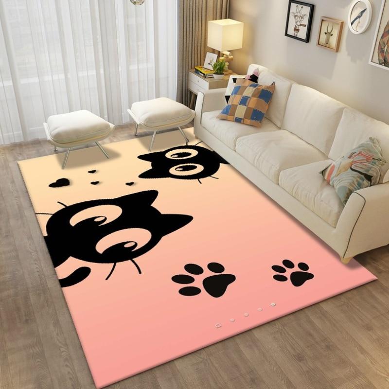 Cartoon Cute Cat Animals Carpets Rug for Living Room Bedroom Children's Room Decorative Floor Mat Kithen Bath Non-slip Area Rug
