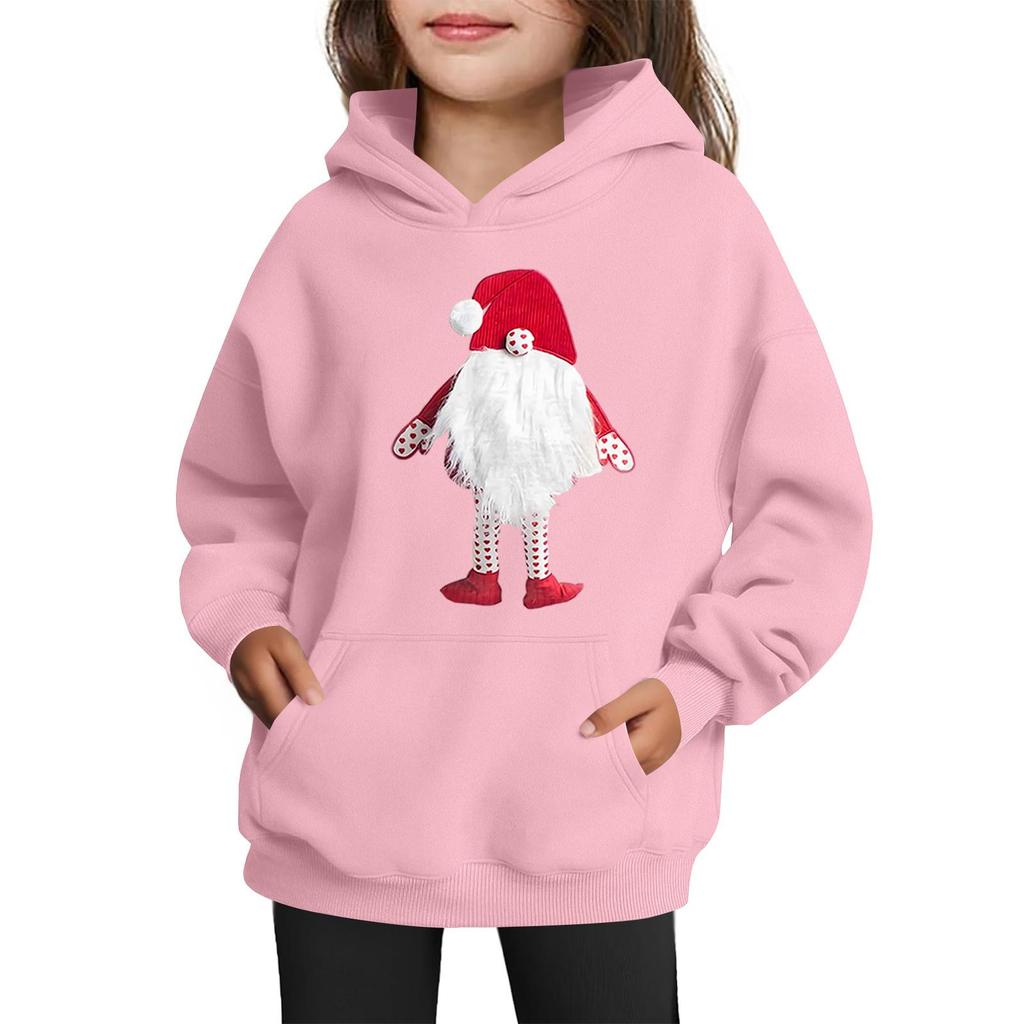 Gensere for tenåringsjenter Hettegensere Langermet Genser med snøring Søt trykket Oversized hettegenser Jul