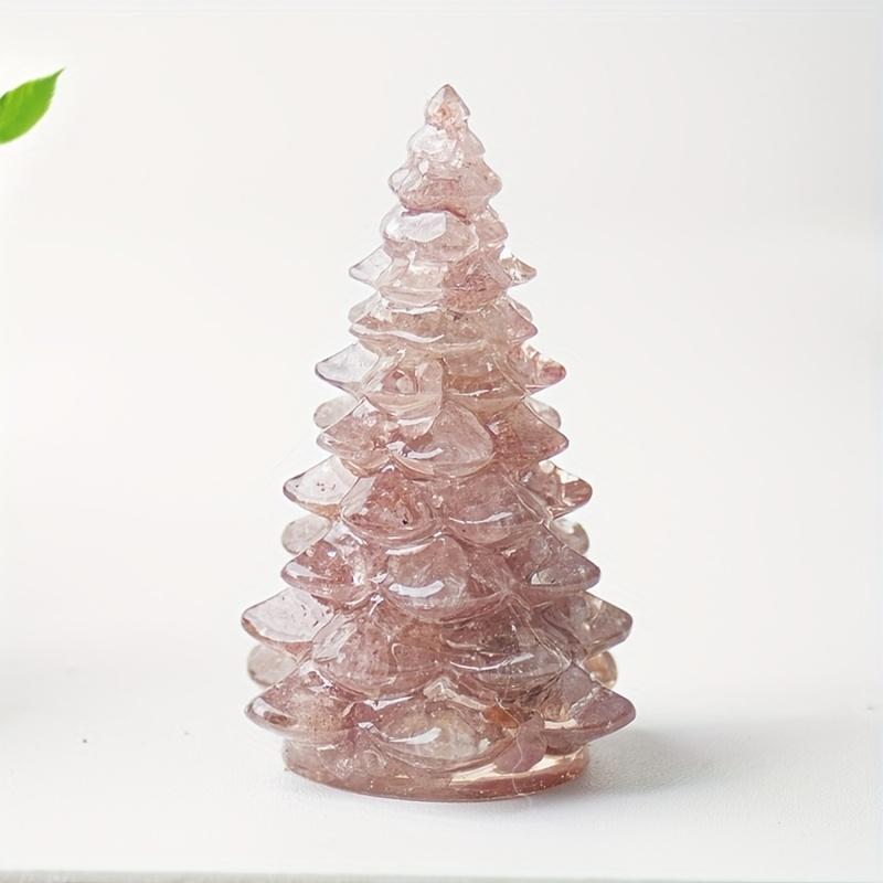 1pc Small Christmas Tree with Natural Crystal Synthetic Gemstone Inside, Lucky and Prosperous Growing Fluorite Bonsai Money Plant