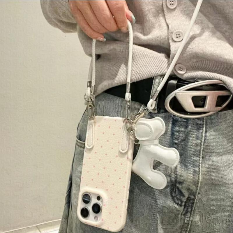Leather Dog Pendant Crossbody Rope Suitable for Apple 16 Promax Mobile Phone Case IPhone 15 New Model