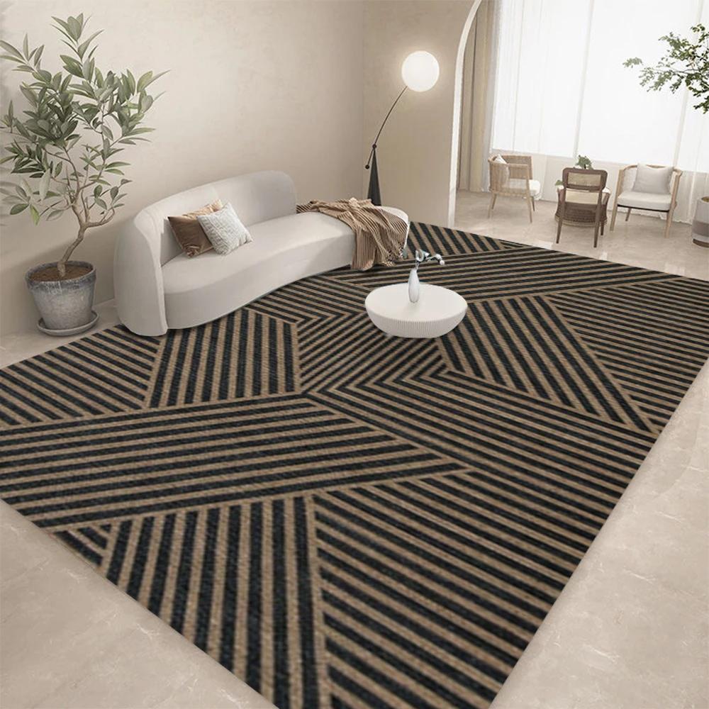 Chic Black Brown Artistic Pattern Area Rug Soft Non-Slip Carpet for Living Room Bedroom Floor Mat Coffee Table Decor