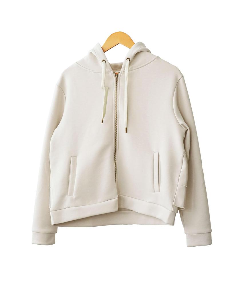 Milliandeni Back Frill Long Size M Women's Zip-Up Hoodie, Sleeve, Ivory,