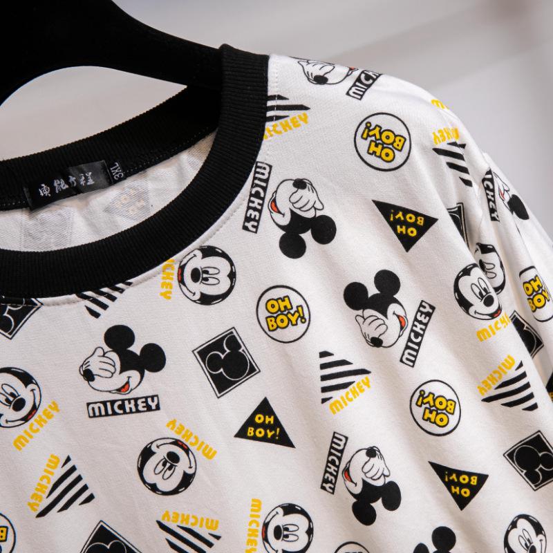 2025 Korean Style Mickey Print Oversized Round Neck Sweatshirt - Women's Long Sleeve Top for Spring & Autumn