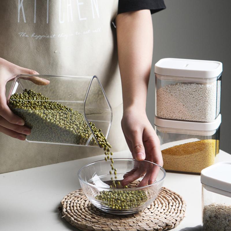 Kitchen Storage Container Food Box Dispenser Flour Supplies Grain Tank Moisture-Proof Sealed Cans Transparent Organizers