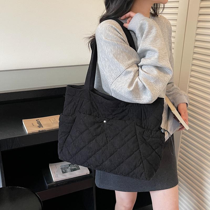 Corduroy Tote Bag Women's Commuter Handbag Large Capacity Shoulder Bag
