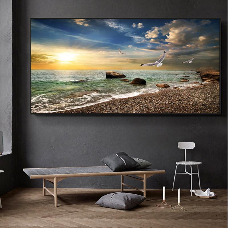 Natural Landscape Poster Sky Sea Sunrise Painting On Canvas Printing Modern Living Room Home Decoration Wall Art Picture Cuadros