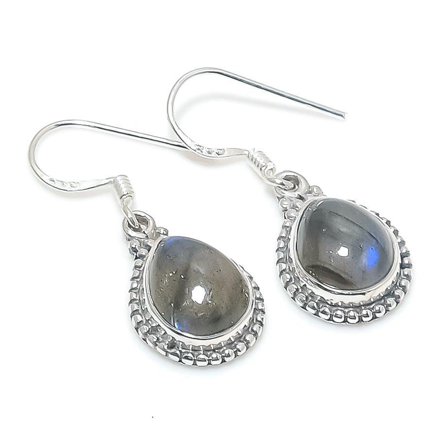 

Natural Labradorite Gemstone 925 Solid Sterling Silver Gift Earring 1.25 G7I87