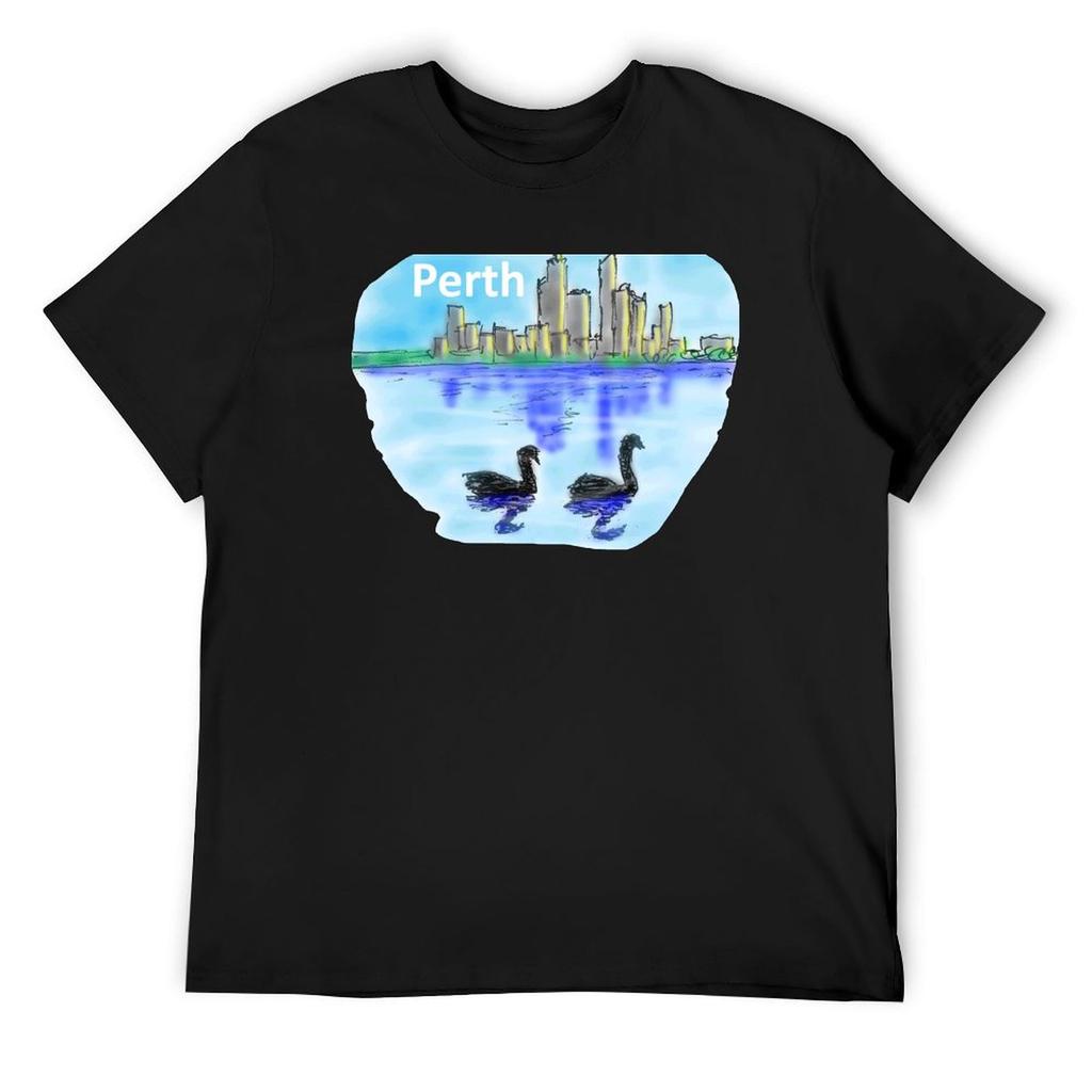 Perth T-Shirt vintage clothes cotton graphic tees mens t shirts pack