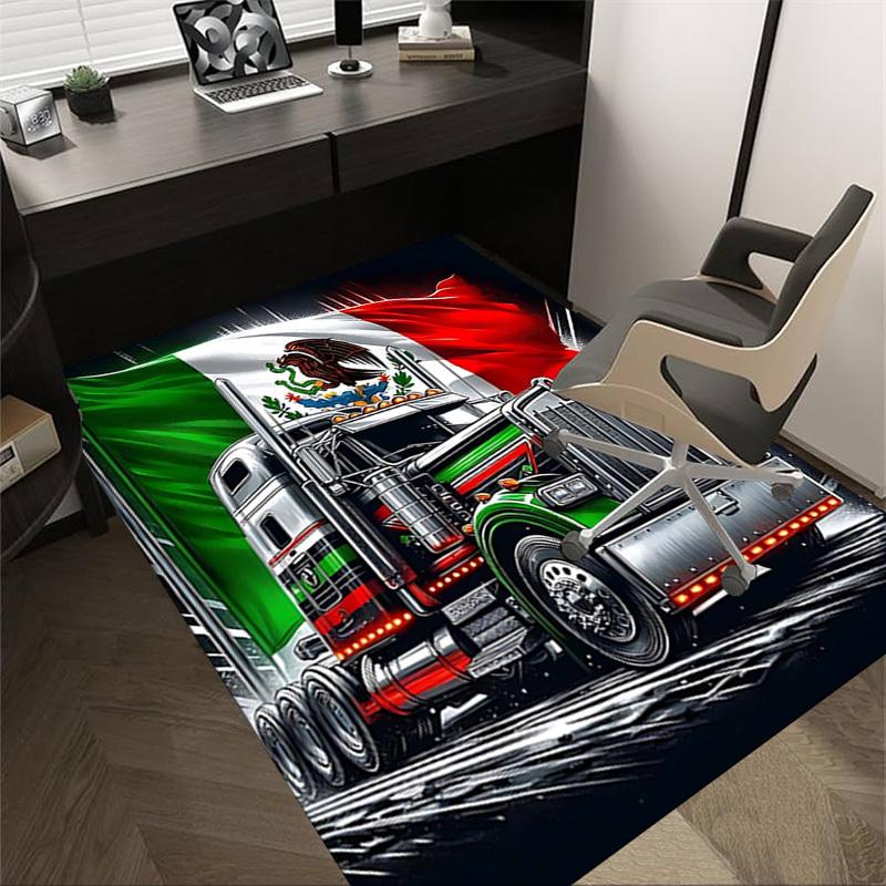 

1PC Mexican Flag Truck Extra Large Non-Slip Floor carpet, Office, family, bedroom, Studio - Large Area Rug Indoor Rugs, Vibrant Colors-W221 60cm by 90cm