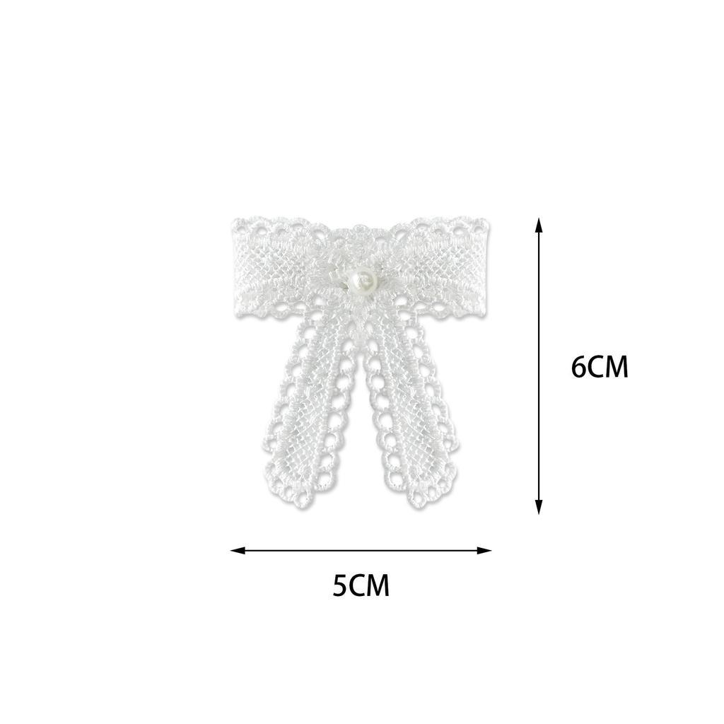 White Bead Embroidered Bow Decal Dress Decorative Accessories Cloth Sticker