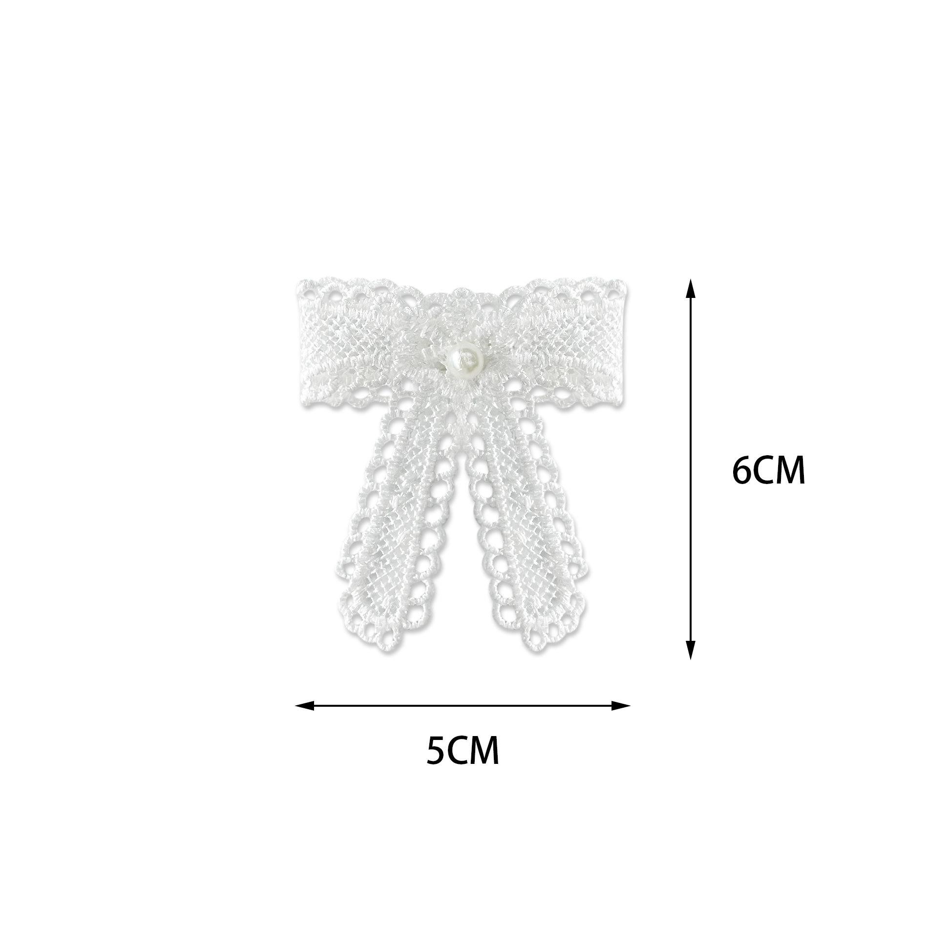 

White Bead Embroidered Bow Decal Dress Decorative Accessories Cloth Sticker