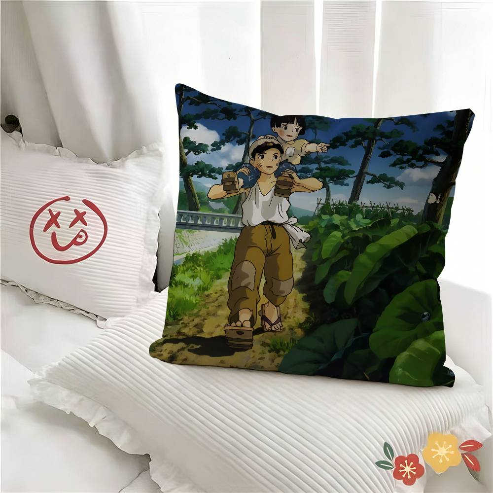 1pc G-Grave Of The Fireflies Pillow Case Fashion Square Pillowcase Bedroom Sofa Room Ins Decoration Leisure