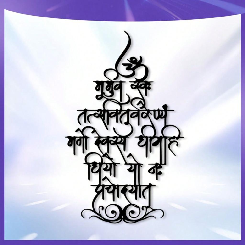 Vintage Metal Gayatri Mantra Wall Panel Meditation Home Temple Decor