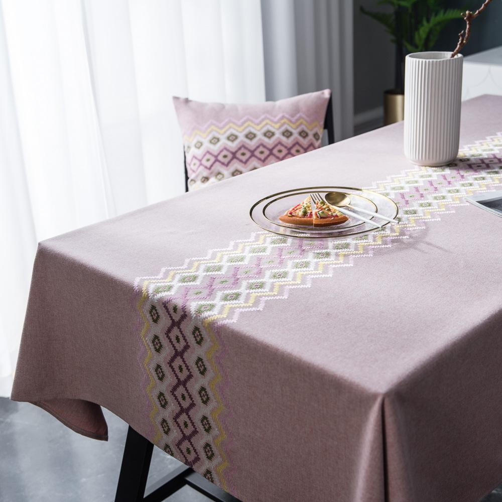 Home Textile Tablecloth Solid Color Jacquard Kitchen Tabletop Fringed Decorative Party Table Cloth