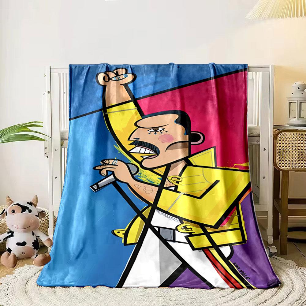 Geometric pop-art with bold colors, portraying a performer with a microphone. for all seasons blanket lunch break throw gift 80cm x 120cm