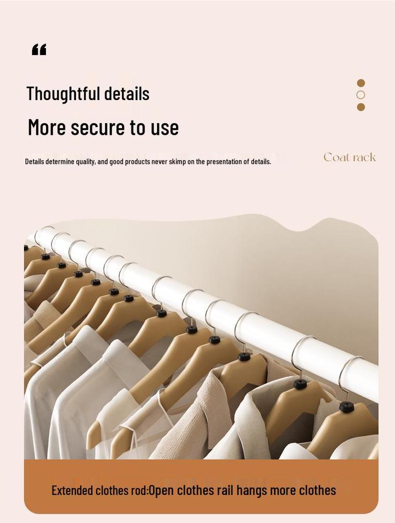Single-Layer Clothes and Hat Rack for Bedroom or Balcony - Floor-Standing Design