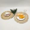Kulaté ratanové prostírání Přírodní kukuřičná sláma Pletené Podložky na jídelní stůl Podložka pod hrnec Podložka pod šálek Doplňky