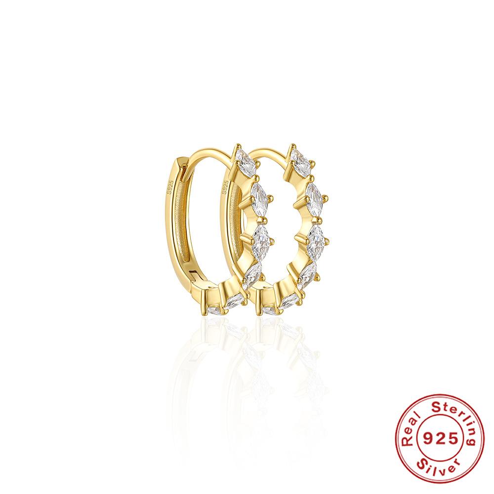 925 Silver Earring Fine Jewelry Real 925 Sterling Silver 18k Gold Plated Luxury Zircon Hoop Earrings Jewelry Women