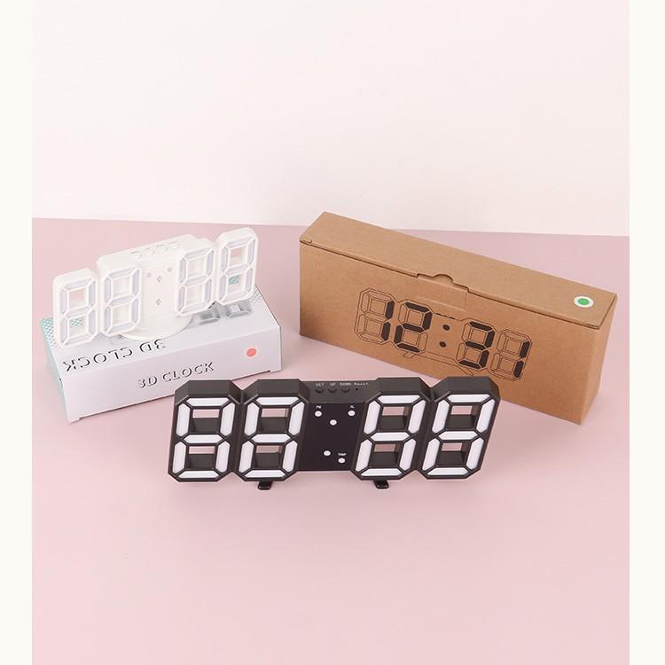 3D Smart Stereo LED Alarm Clock with Voice Control - Korean Style Wall & Table Clock