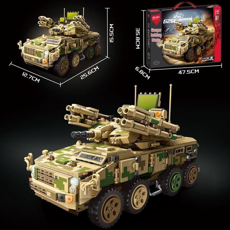 Sembo Bricks Military Tank Armory & Anti-Aircraft Vehicle Assembly Toy for Boys