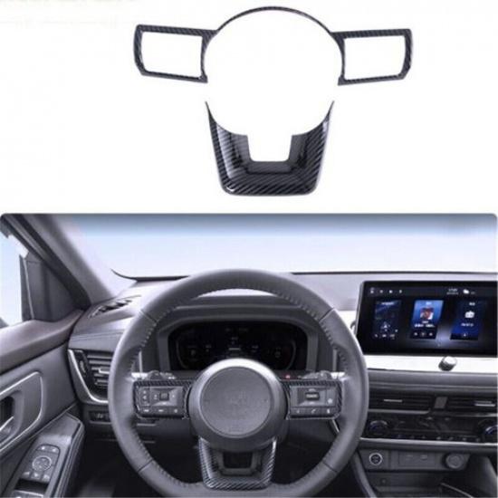 Carbon Fiber Car Steering Wheel Decor Cover Trim For Nissan Qashqai 2023 2024