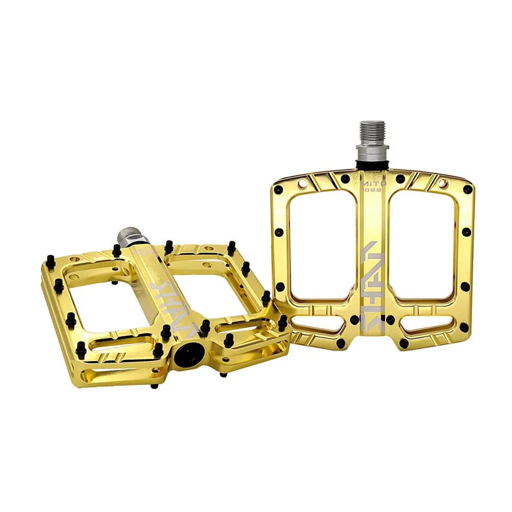 

Ultra-light MITO Mountain Bike Pedal Seal 3 Bearing Polished Hollow Non-slip Flat Feet Mtb Bicycle Pedals Riding Equipment Parts золотистый