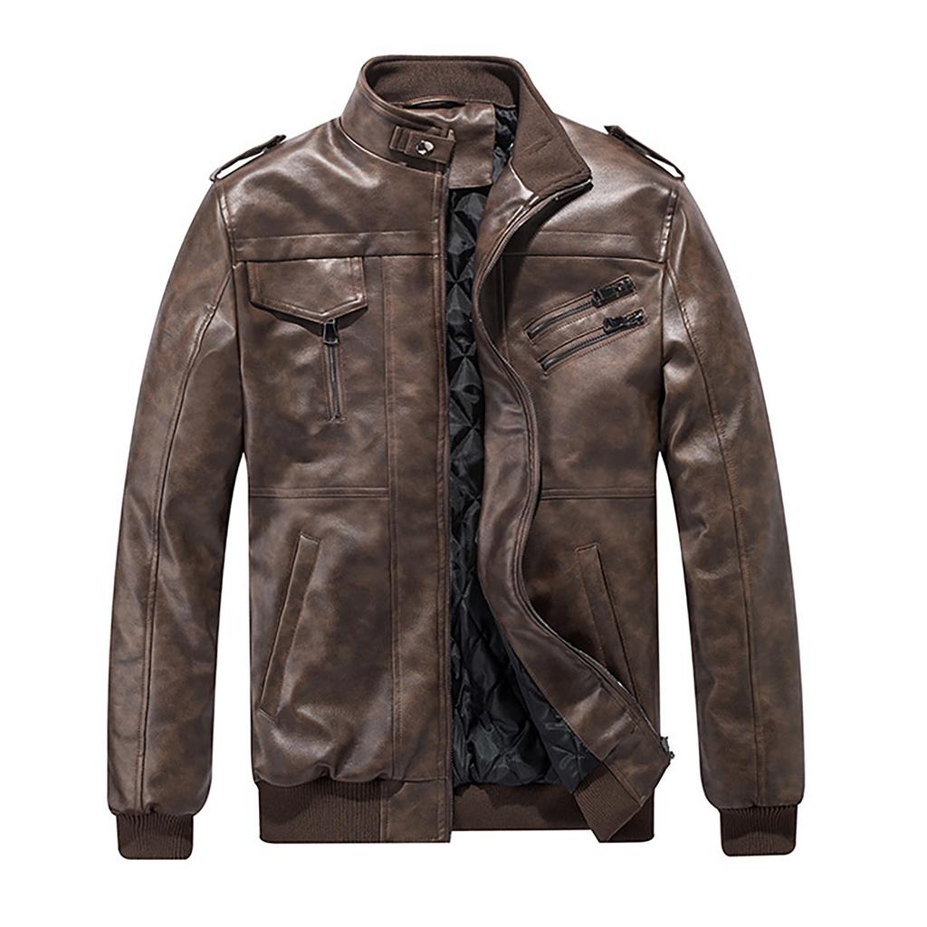 Men's Leisure Motorcycle  Leather Jacket With Cotton Warm Jacket Thickened Detachable Hooded Large Jacket