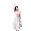 French wind pleated design suspender dress women's spring and summer pure desire wind waist thin a word sleeveless long dress