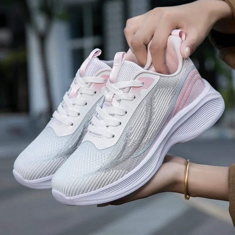 Fashion 2025 Summer Women's Mesh Shoes Lightweight Sneakers Breathable Thick Sole Comfortable Casual Shoes Zapatos De Mujer Chaussure