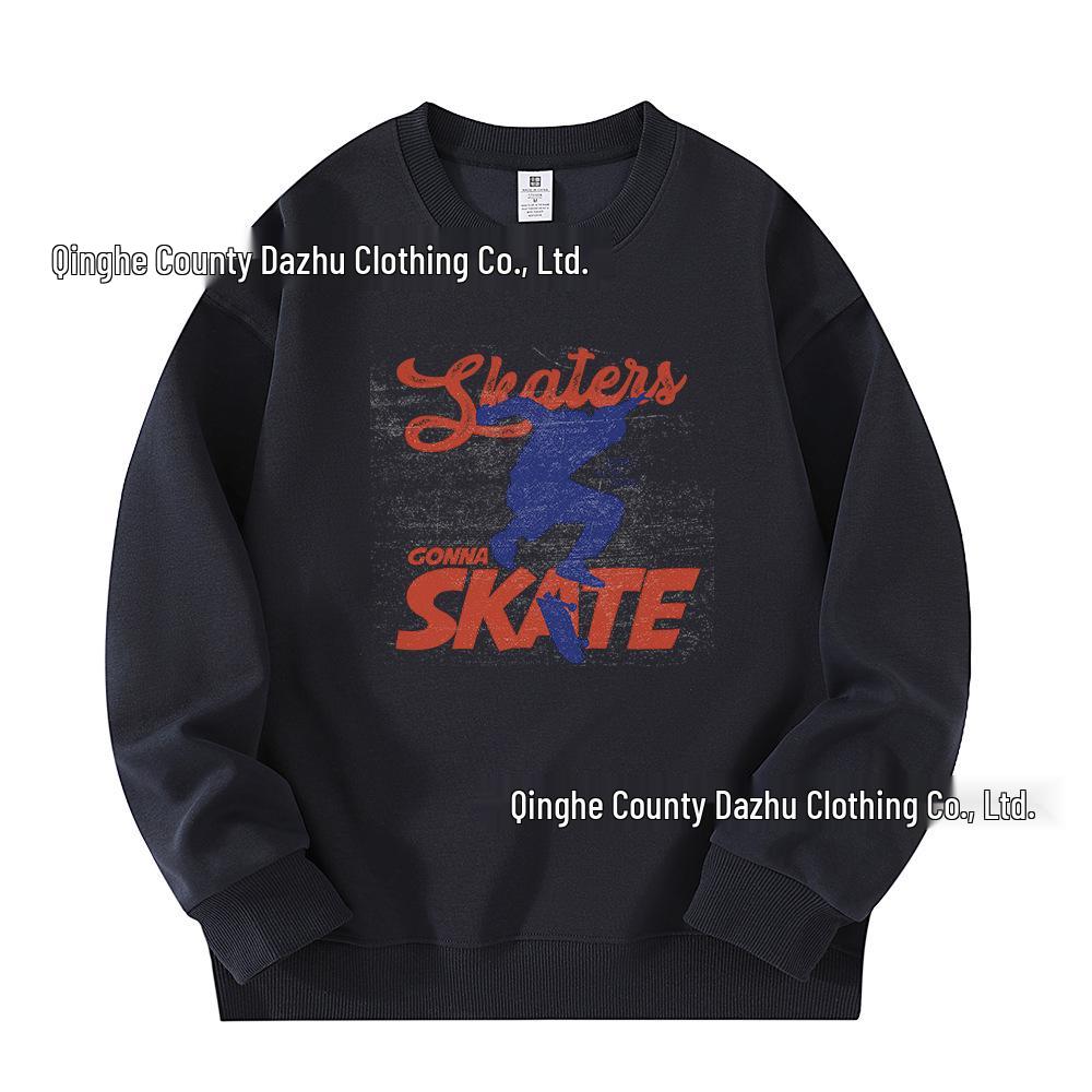 Men s Skater Print Hoodie - European & American Street Style, Loose Fit, Round Neck, Plus Size, Trendy Brand Clothing 4XL