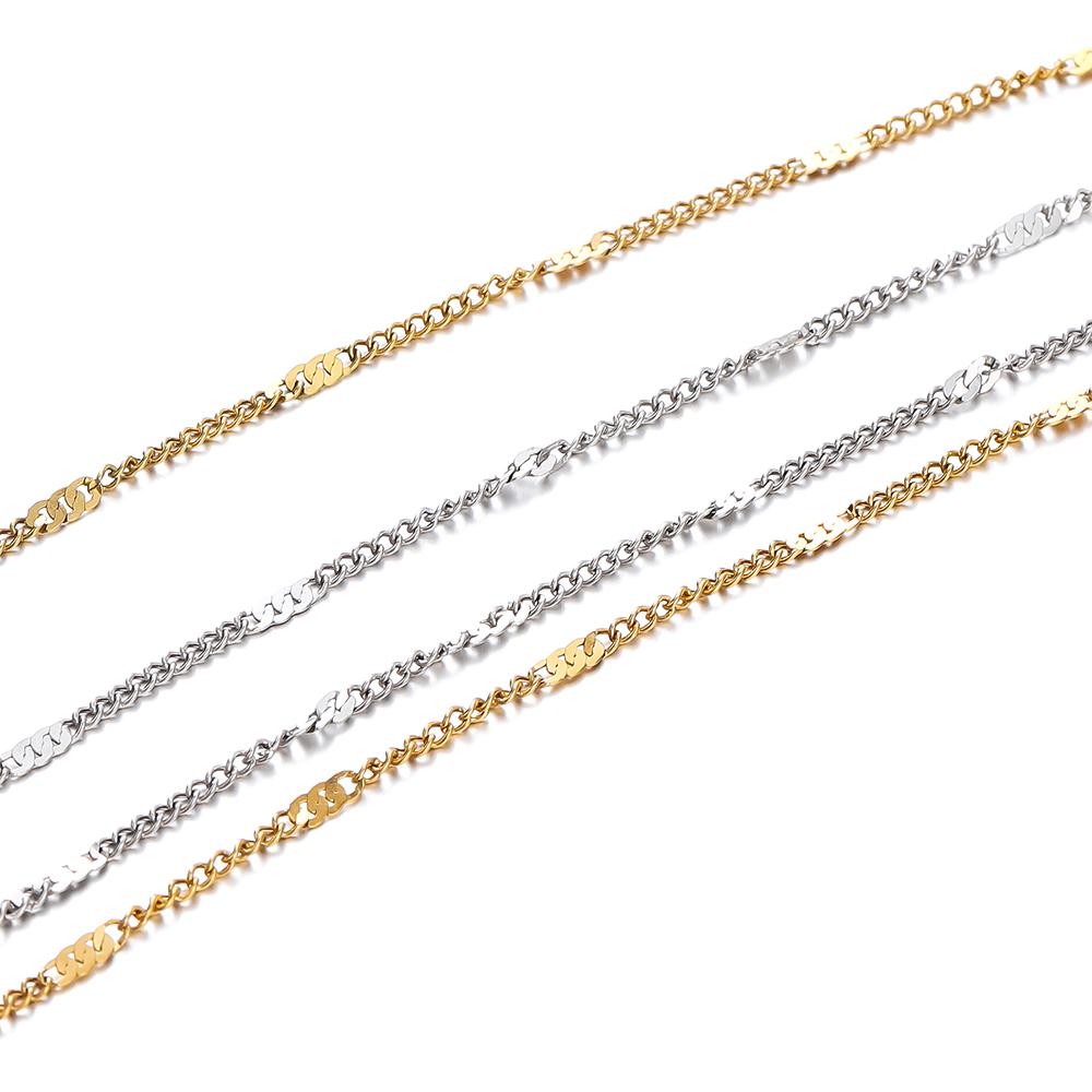 2Meter Stainless Steel Chains Flat Chain for DIY Necklace Bracelet Anklet Jewelry Making Accessories Supplies Wholesale