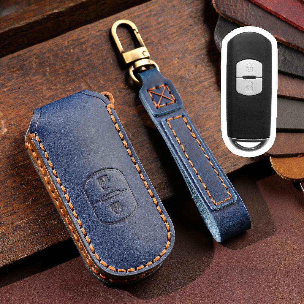 2/3/4 Bottons Genuine Leather Auto Key Fob Case Cover Fit For Mazda 3 Alexa Cx-30 Cx30 Cx5 Cx-5 Cx8 Cx9 Cx4 Auto Accessories