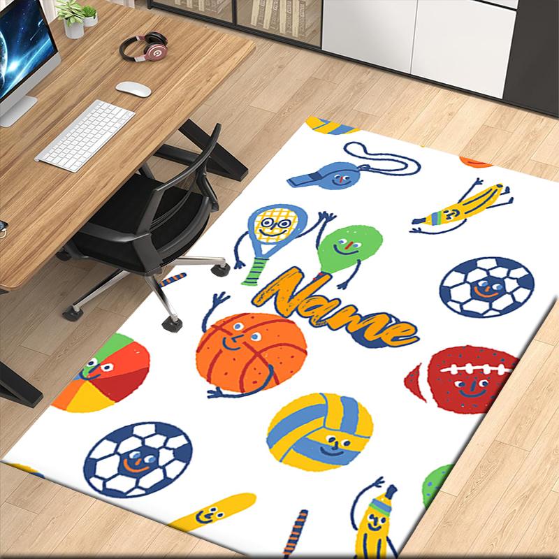 Custom Name ball sports Printed Carpet, for Office Chair Living Room Bedroom Kitchen Room Decor Gifts.