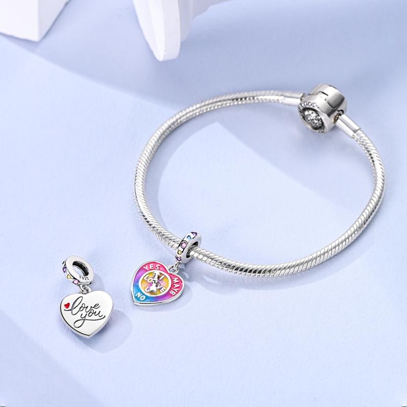 Charms Copper Eternal Love Heart-Shaped Clock Pendants Fit Charms Plata Original Bracelet Women Jewellery Making Gifts