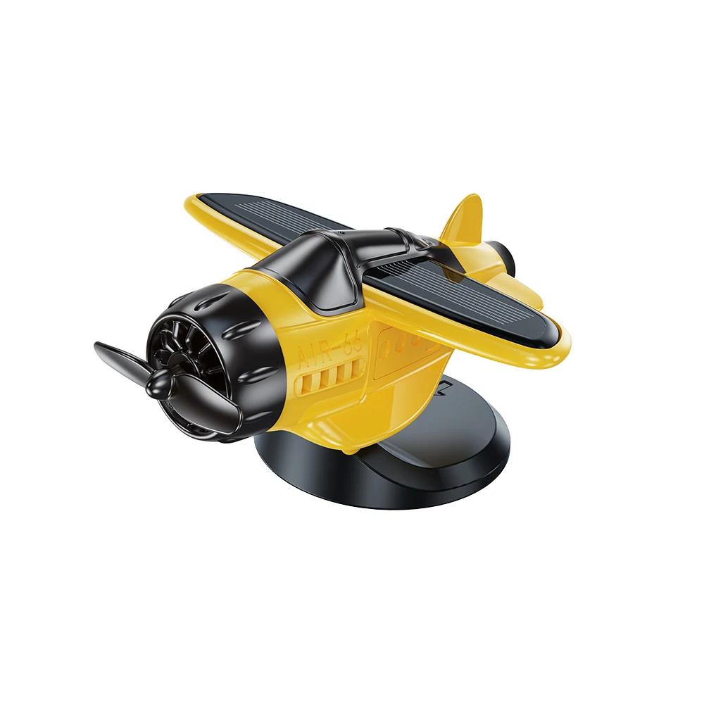 

Солнечный самолет Креативные украшения Вращающийся на 360 градусов пропеллер Декор для приборной панели автомобиля Самолет для рабочего стола Милый подарок жёлтый