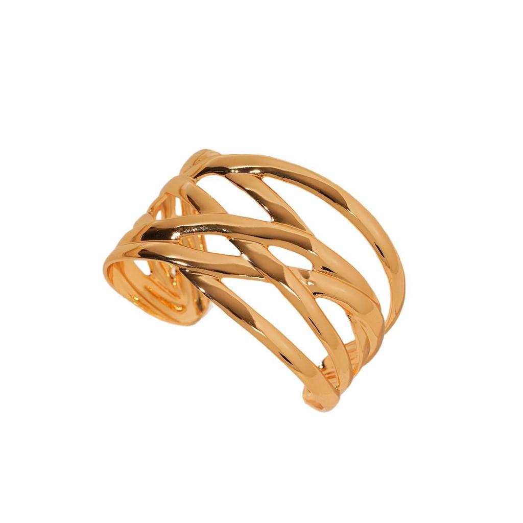 Trendy Irregular Leaf Metal Open Bangle C-Shaped Bracelet
